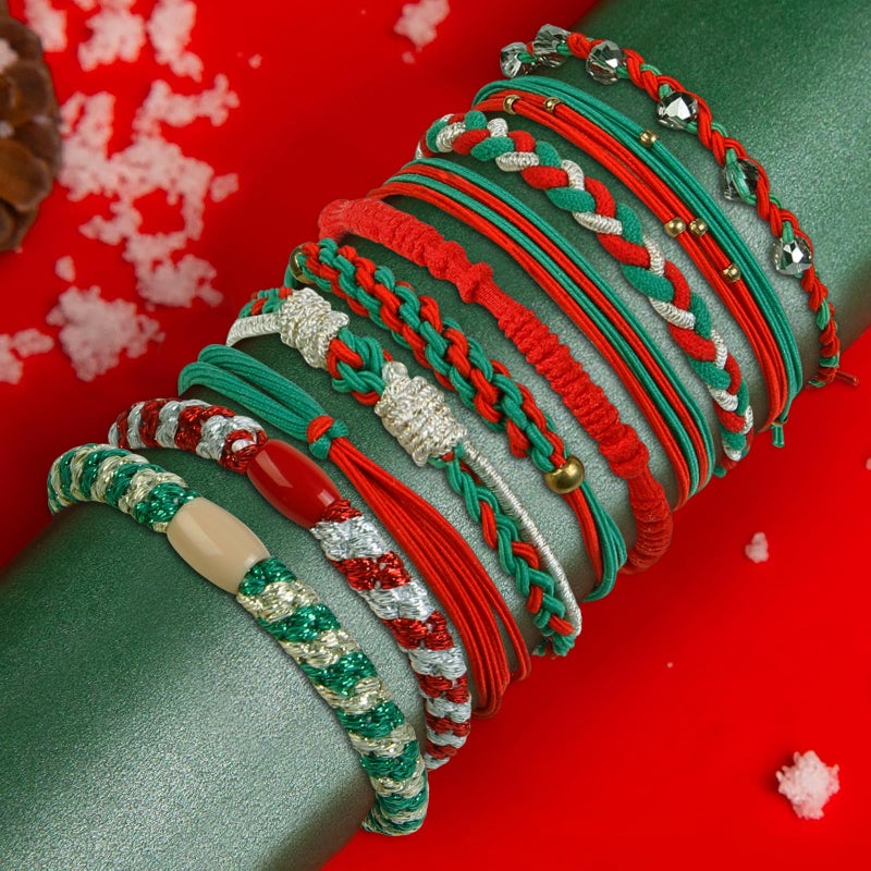 TEBIEKOY 20 Pcs Christmas Hair Ties Elastic Boho Hair Tie Bracelets for Women Non Damage Hair Bands for Thick Thin Hair Cute Braided Hair Ties for Ponytail Holders Christmas Gifts - Image 3